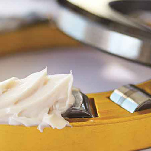 closeup of lubricated ball bearing